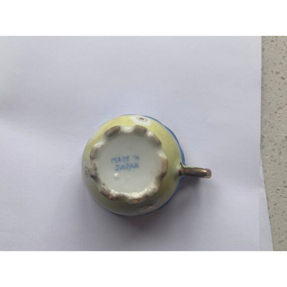 Child’s Play Toy Teacup Midcentury Blue Yellow Japan Porcelain - Picture 3 of 7